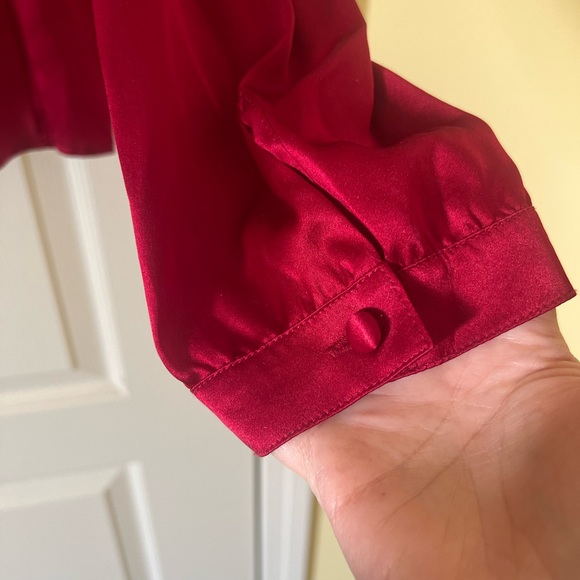 Ruby red silk button down blouse, NWOT, Talbot's - Picture 2 of 8